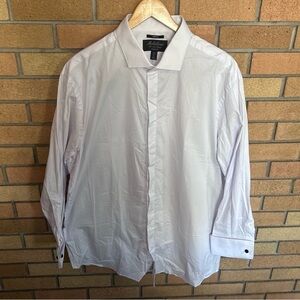 Michelsons White Classic Cuffed Collar Button Front Dress Shirt Size XL